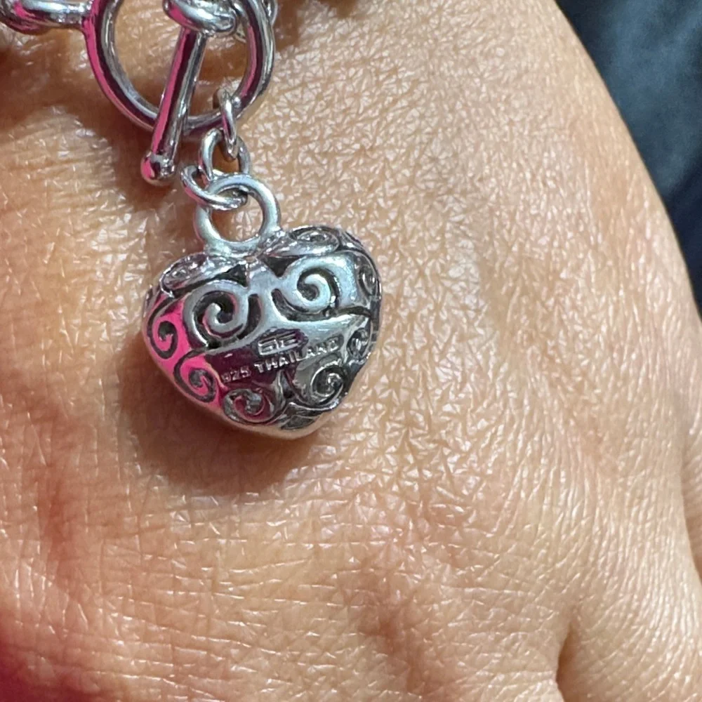 925 Sterling Silver Heart Charm Bracelet